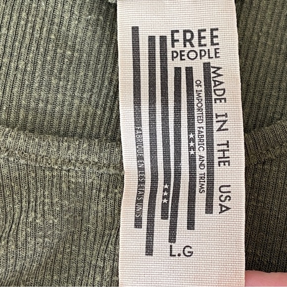 Free People Size L Hunter Green Ribbed Tank Top Sleeveless - Picture 6 of 6
